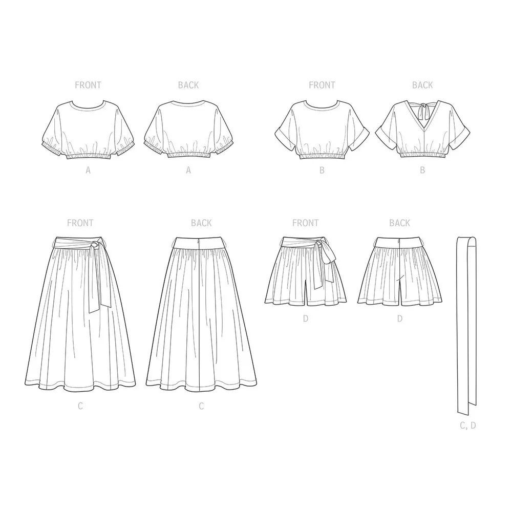 Simplicity Sewing Pattern 9551 R11378 Skirt Top Shorts Misses Plus Size 18W-26W